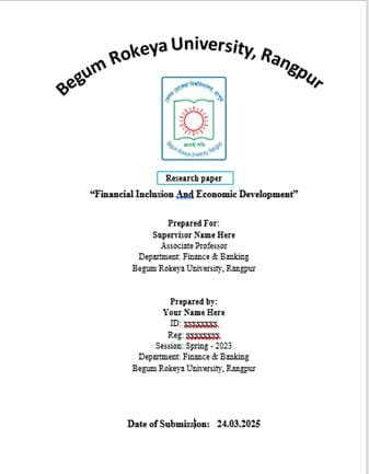 Research Paper Format cover Page