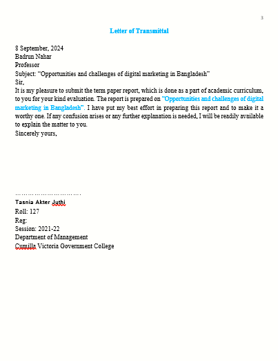 Term Paper Letter of Testimonial Page