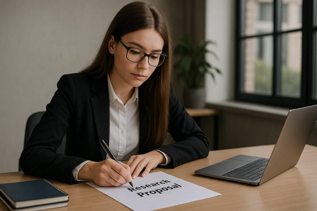Girl Writing Research Proposal Sample